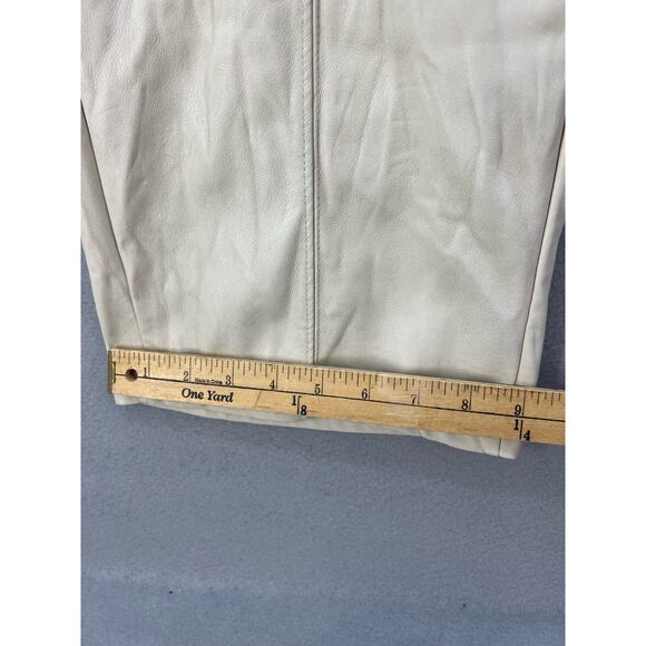 7 For All Mankind Pants Women's Size L Light Beige Faux Leather Wide Leg - Picture 6 of 11